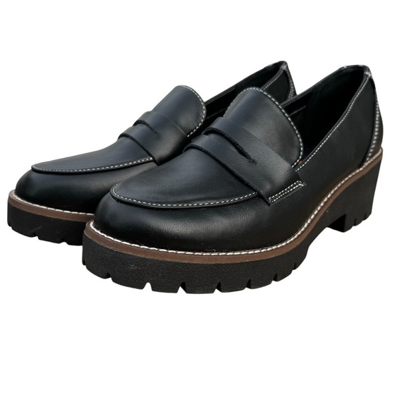 Blondo Daina Black Leather Chunky Lug
Platform Waterproof Penny Loafers Size 9.5 - Picture 2 of 15